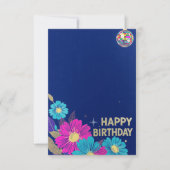 birthday cards blue modern flowers retro カード (正面)