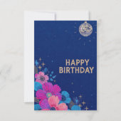 birthday cards blue modern flowers retro カード (裏面)
