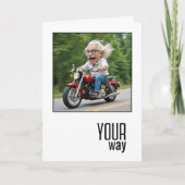 Birthday Caricature Old Man On a Motorcycle カード (正面)