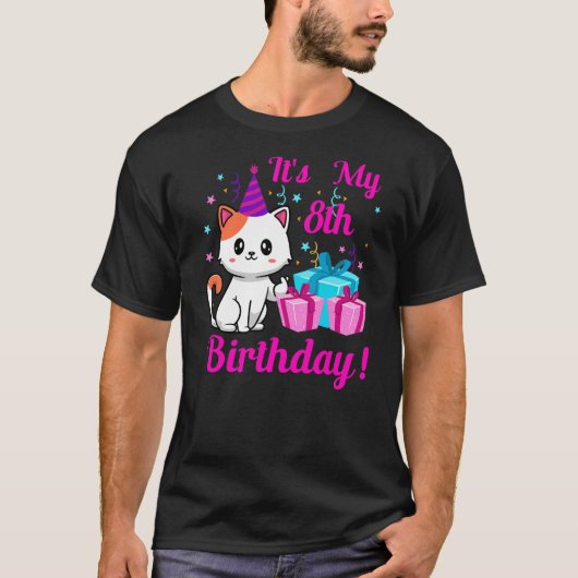 Birthday cat 8 years old Kitten kitty 8th Birthday Tシャツ (正面)