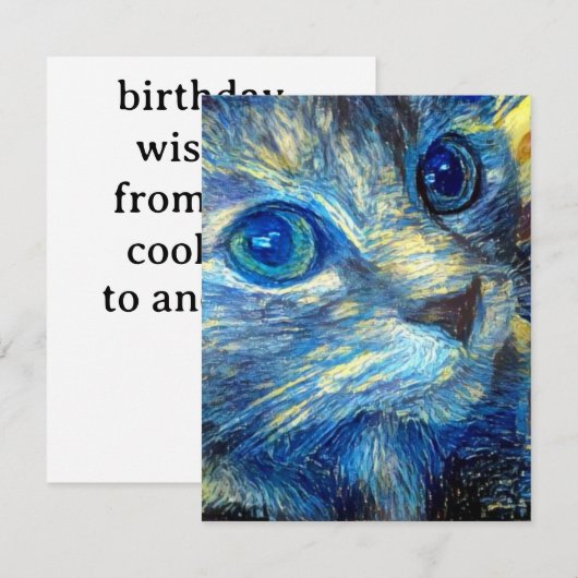 Birthday Cat Flat Card (正面/裏面)