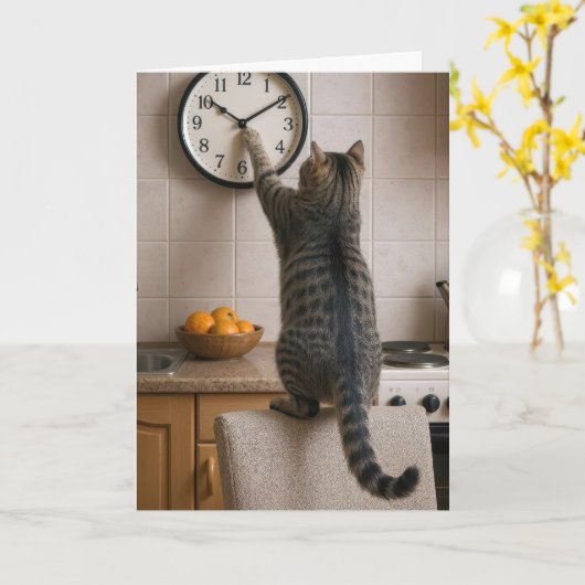 Birthday Cat for Getting Older Humor カード (黄色い花)