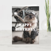 Birthday Cat Pilot Airplane Cool Funny Aviation カード (正面)