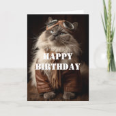 Birthday Cat Pilot Aviator Cool Funny Aviation カード (正面)
