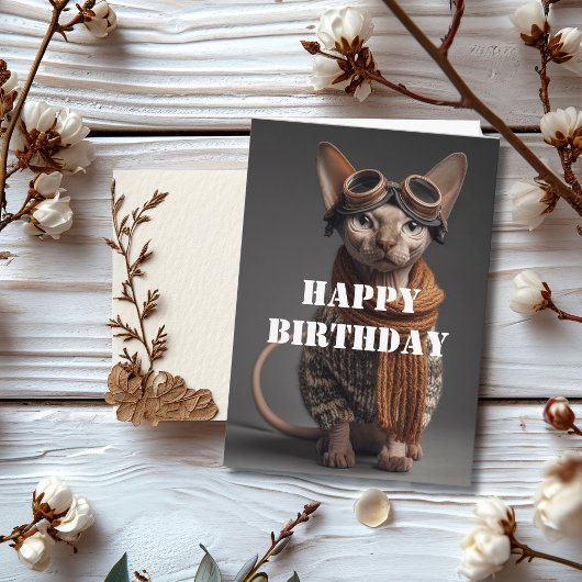 Birthday Cat Pilot Aviator Cool Funny Aviation カード