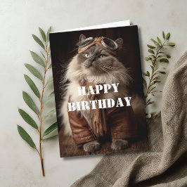 Birthday Cat Pilot Aviator Cool Funny Aviation カード