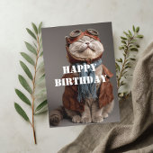 Birthday Cat Pilot Aviator Cool Funny Aviation カード