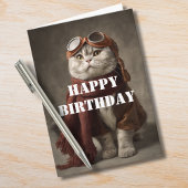 Birthday Cat Pilot Aviator Cool Funny Aviation カード