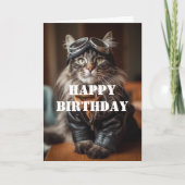 Birthday Cat Pilot Aviator Cool Funny Aviation カード (正面)