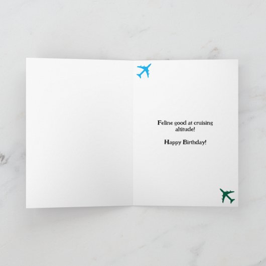 Birthday Cat Pilot  Funny Aviator Cool Aviation カード (内部)