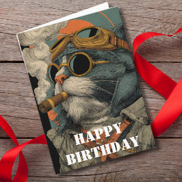 Birthday Cat Pilot  Funny Aviator Cool Aviation カード