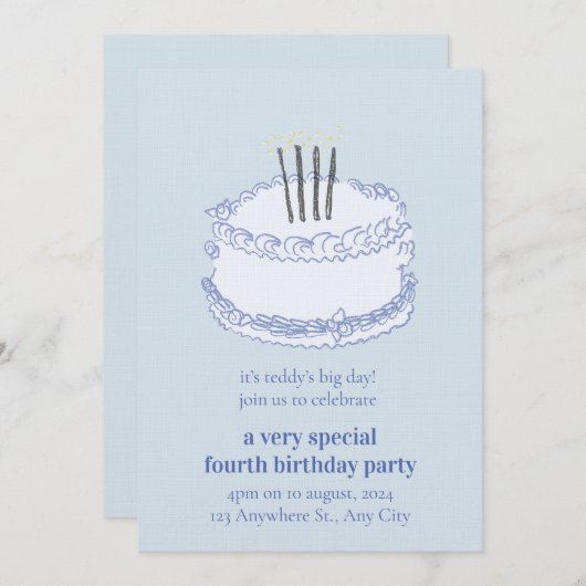 Birthday Celebration – Editable Party Invitation T 招待状 (正面/裏面)