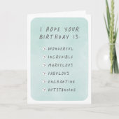 Birthday Checklist Greeting Card カード (正面)
