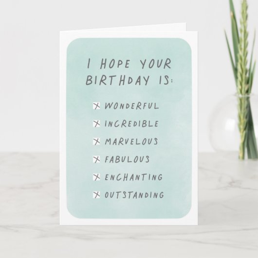 Birthday Checklist Greeting Card カード (正面)