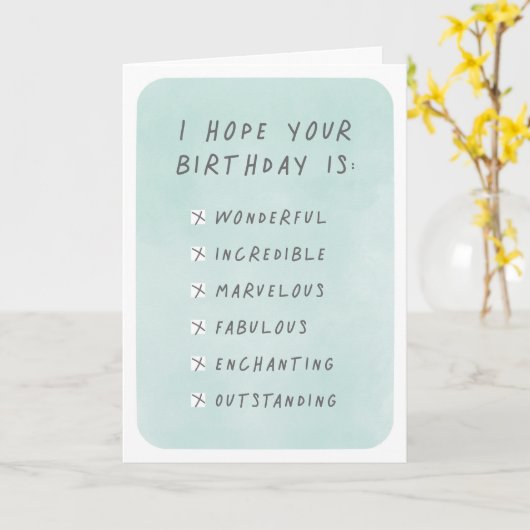 Birthday Checklist Greeting Card カード (黄色い花)