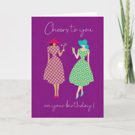 Birthday Cheers Women with Drinks Card カード