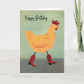 Birthday Chicken Wearing Cowboy Boots カード (正面)