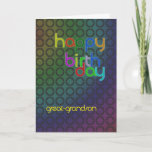 Birthday circles for Great-Grandson カード<br><div class="desc">A design of circles with a font that fits between them. A birthday card with a masculine feel for a Great-Grandson.</div>