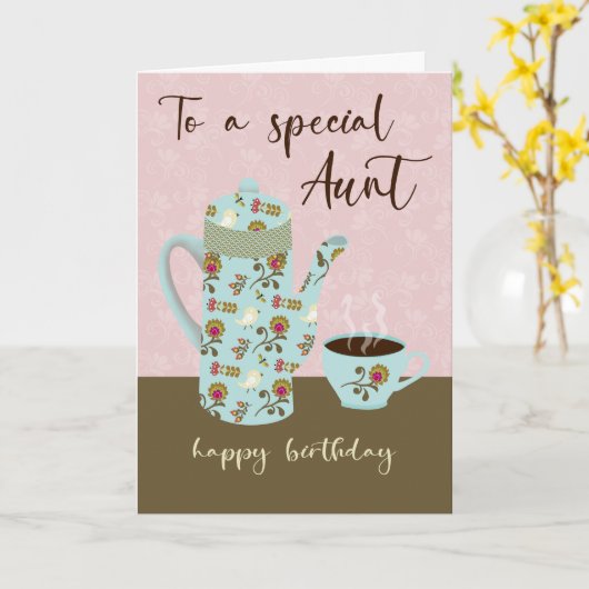 Birthday Coffee to a Special Aunt カード (黄色い花)
