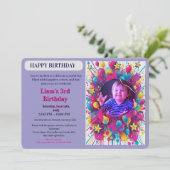  Birthday Colorful Photo Balloon Party Invitation 招待状 (スタンド正面)