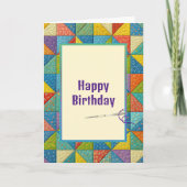 Birthday Colorful Pinwheel Quilt Design カード (正面)