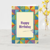 Birthday Colorful Pinwheel Quilt Design カード (黄色い花)