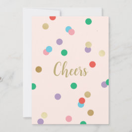 Birthday Confetti Peachy Pink Greeting Card 招待状