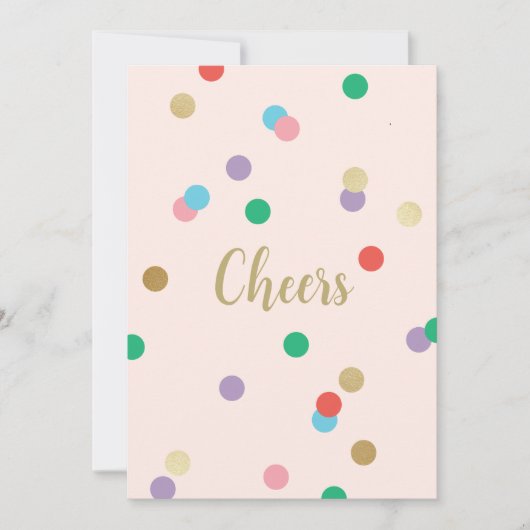 Birthday Confetti Peachy Pink Greeting Card 招待状 (正面)