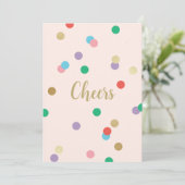 Birthday Confetti Peachy Pink Greeting Card 招待状 (スタンド正面)