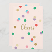 Birthday Confetti Peachy Pink Greeting Card 招待状 (正面/裏面)