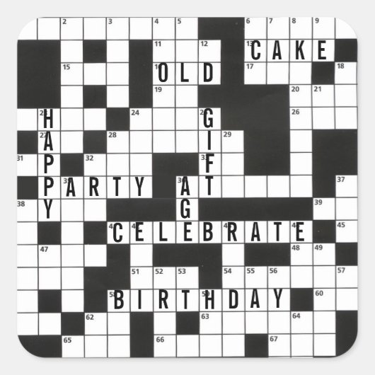 Birthday Crossword Puzzle スクエアシール (正面)