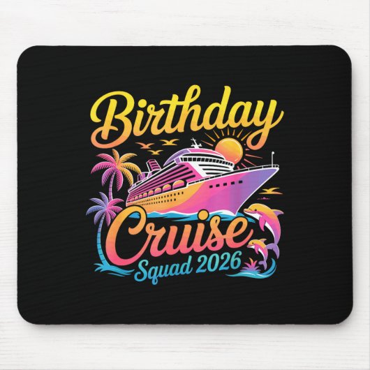 Birthday Cruise Squad 2026 Vacation Summer Trip Fa マウスパッド (正面)