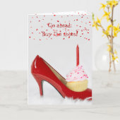 Birthday Cupcake In a Red Shoe カード (黄色い花)