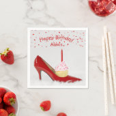 Birthday Cupcake In a Red Shoe スタンダードカクテルナプキン (インサイチュ)