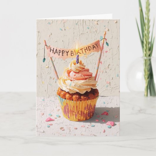 Birthday Cupcake Painting  カード (正面)