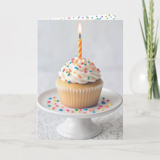 Birthday Cupcake with a Candle カード (正面)