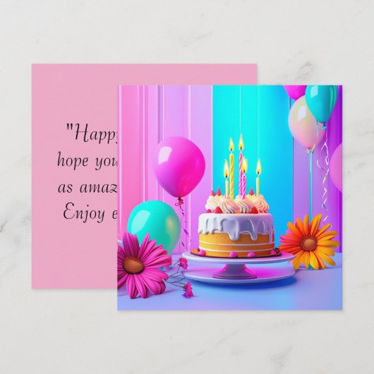 Birthday Custom card 招待状 (正面/裏面)