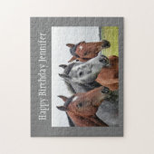 Birthday Custom Name Horses Horse Lover ジグソーパズル (縦)