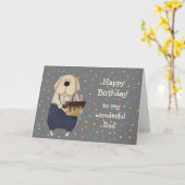 Birthday Dad Father Cute Dog Watercolor  カード (黄色い花)
