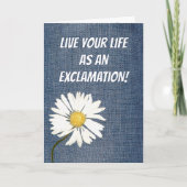 Birthday Daisy On Denim Fabric  カード (正面)