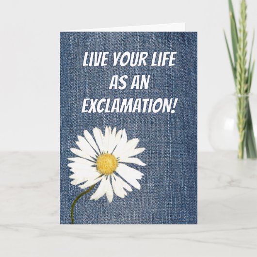 Birthday Daisy On Denim Fabric カード (正面)