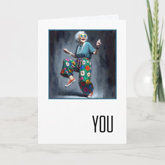 Birthday Dancing Old Lady  カード (正面)