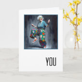 Birthday Dancing Old Lady  カード (黄色い花)