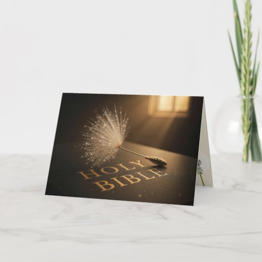 Birthday Dandelion Seedling On a Bible  カード (正面)