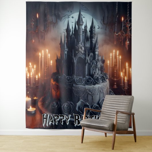 Birthday Decorations  Castle Cake Gothic Banner タペストリー (インサイチュ)