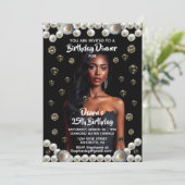 Birthday Dinner Black, Diamond, & Pearl Photo 招待状 (スタンド正面)