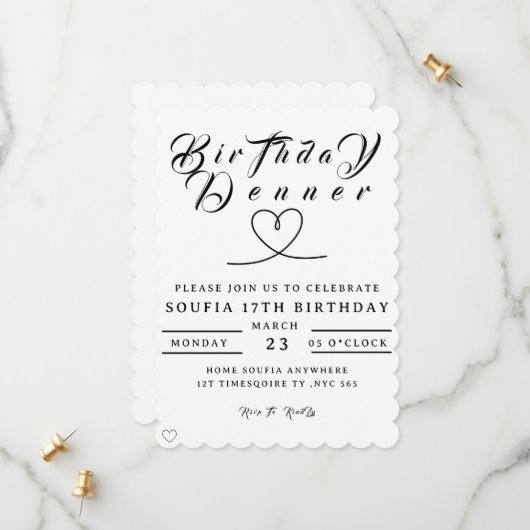 Birthday Dinner Invitation, Editable Birthday Dinn セーブザデート (正面/裏面インサイチュ)
