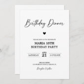 Birthday Dinner Invitation for Adults Editable 招待状 (正面/裏面)