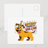 Birthday Dog Love Party Illustration シーズンポストカード (正面/裏面)