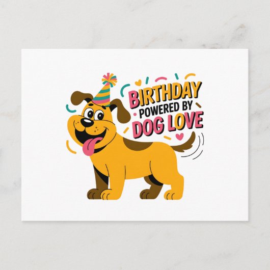 Birthday Dog Love Party Illustration シーズンポストカード (正面)
